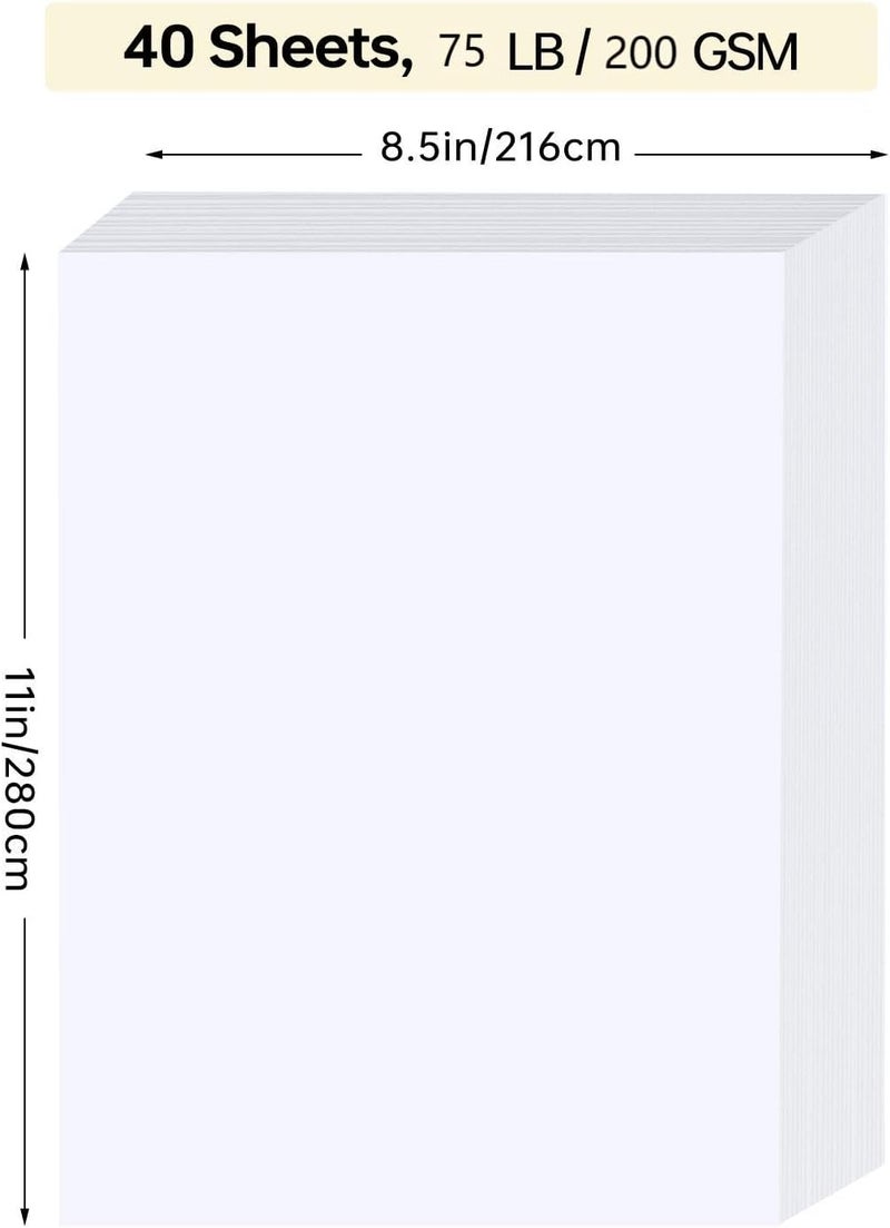 ALEWAPO White Cardstock 8.5 x 11, 40 Sheets Card Stock, 75 LB/200 GSM Thick Copy Paper, Cardstock Printer Paper for School & Office Supplies, Art, Watercolo, Craft, Drawing, Invitations, Menus, DIY Cards - Image 2
